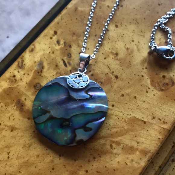 Jewelry - Abalone Sterling Silver Stainless Steel Necklace